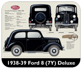 Ford 8 (7Y) Deluxe 1938-39 Place Mat, Small